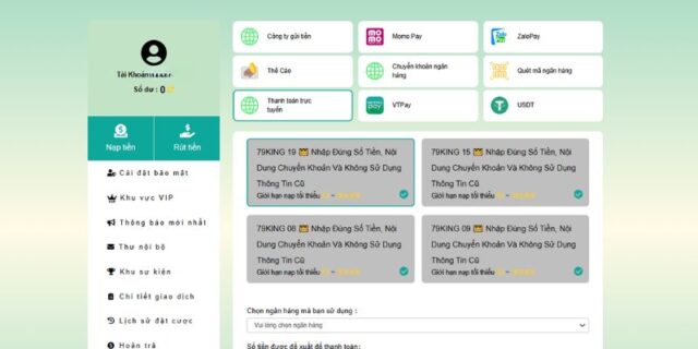 Những vấn đề nạp tiền thường gặp trên 79king